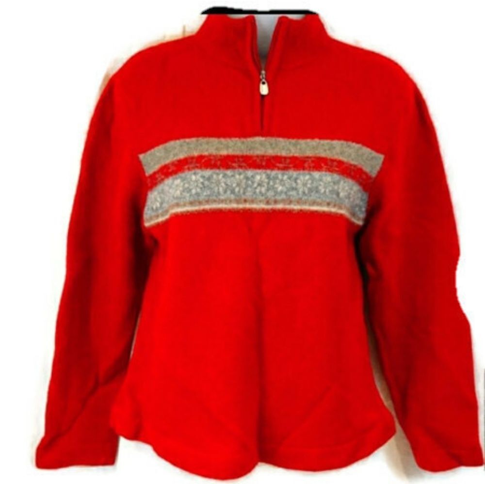 Woolrich Red Lambswool Knit Sweater Womens Size Medium Crewneck Long Sleeve